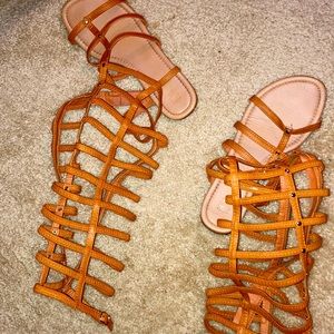 Brown knee sandals